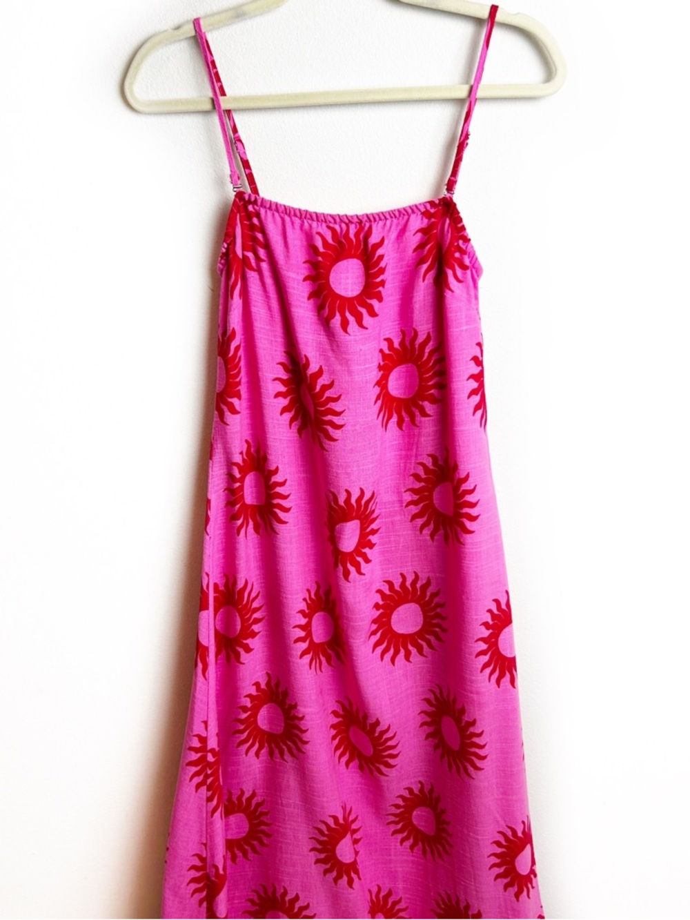 PAPER HEART Anthropologie Red Sun Linen blend long summer maxi dress size: M